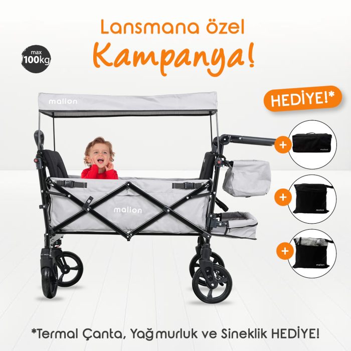 LANSMANA ÖZEL - Malion Family Rider GRİ - Sineklik, Yağmurluk ve Termal Çanta HEDİYE