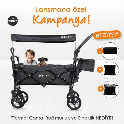 LANSMANA ÖZEL - Malion Family Rider SİYAH - Sineklik, Yağmurluk ve Termal Çanta HEDİYE
